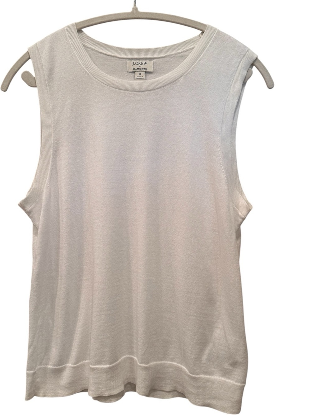 J. Crew Classic Shell Knit Sleeveless Tank Staple Layer Neutral Versatile Sz M